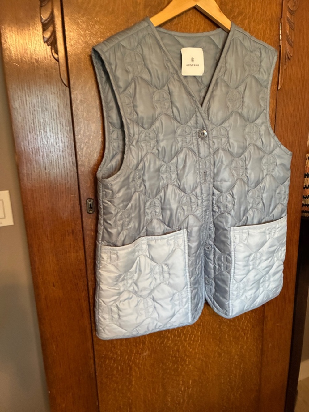 Anine Bing Two-Tone Quilted Gray Vest - M (oversized)